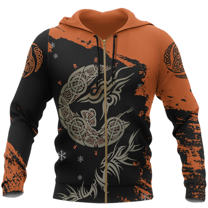 Viking Fenrir Wolf On Fire Pullover - Amaze Style™-Apparel
