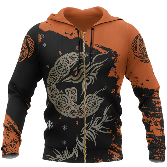 Viking Fenrir Wolf On Fire Pullover - Amaze Style™-Apparel