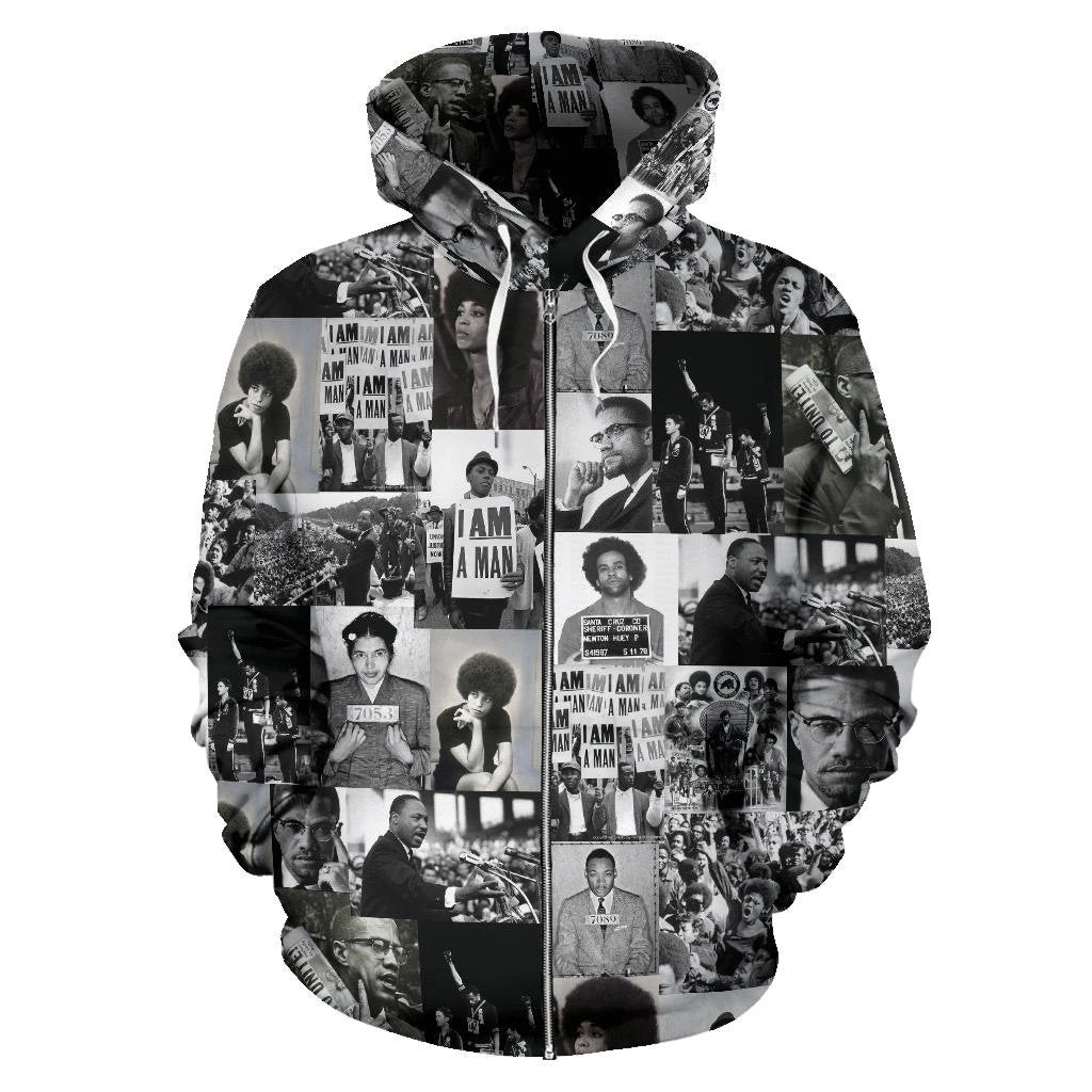African Zip-Up Hoodie - Civil Rights Leaders Black Power Images - Amaze Style™-ALL OVER PRINT ZIP HOODIES