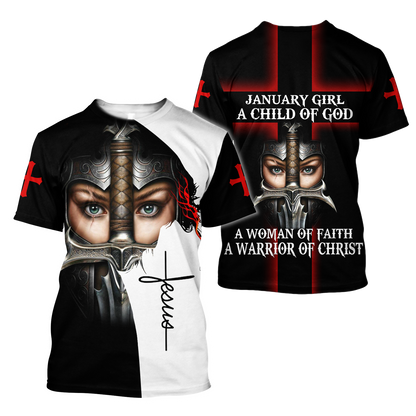January Girl - I Am A Daughter Of God 3D All Over Printed Shirts For Men and Women TA040205S1
