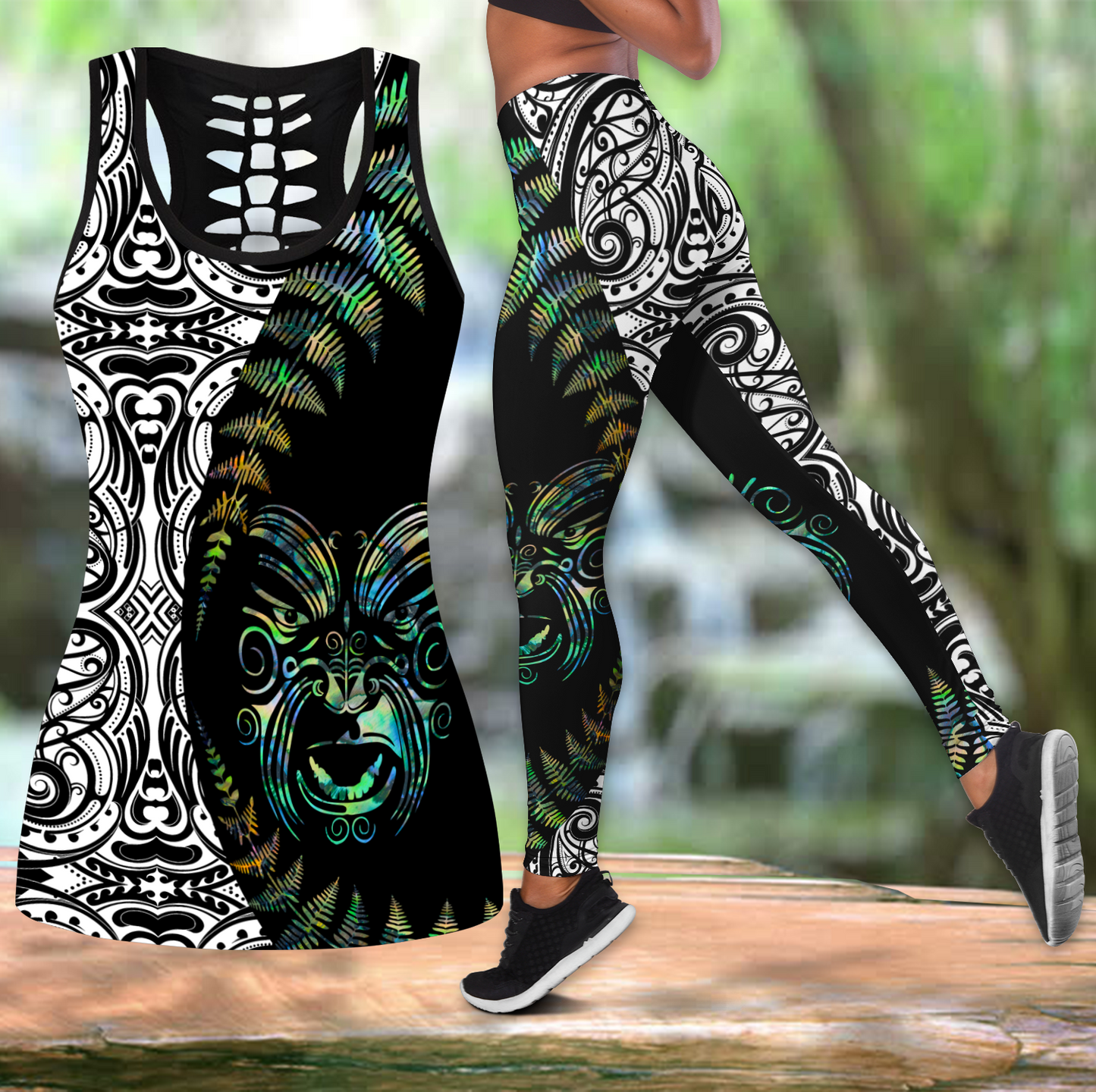 Maori Paua shell tank top & leggings outfit for women HHT21072003