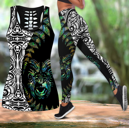 Maori Paua shell tank top & leggings outfit for women HHT21072003
