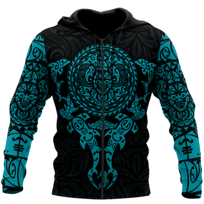 Maori tangaroa blue tattoo 3d all over printed shirt and short for man and women  HHT20072001