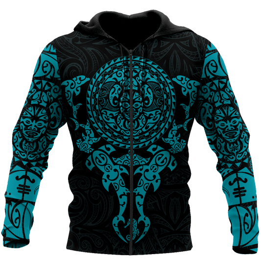 Maori tangaroa blue tattoo 3d all over printed shirt and short for man and women  HHT20072001