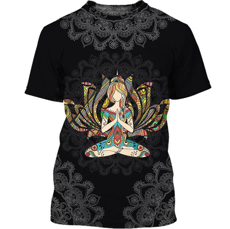 Hippie Yoga Girl With Mandala Symbol 3D All Over Printed Unisex Shirts
