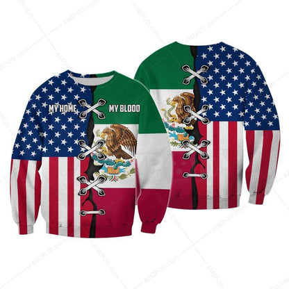 Mexico-US My Home My Blood 3D All Over Printed Shirts For Men and Women TA062201