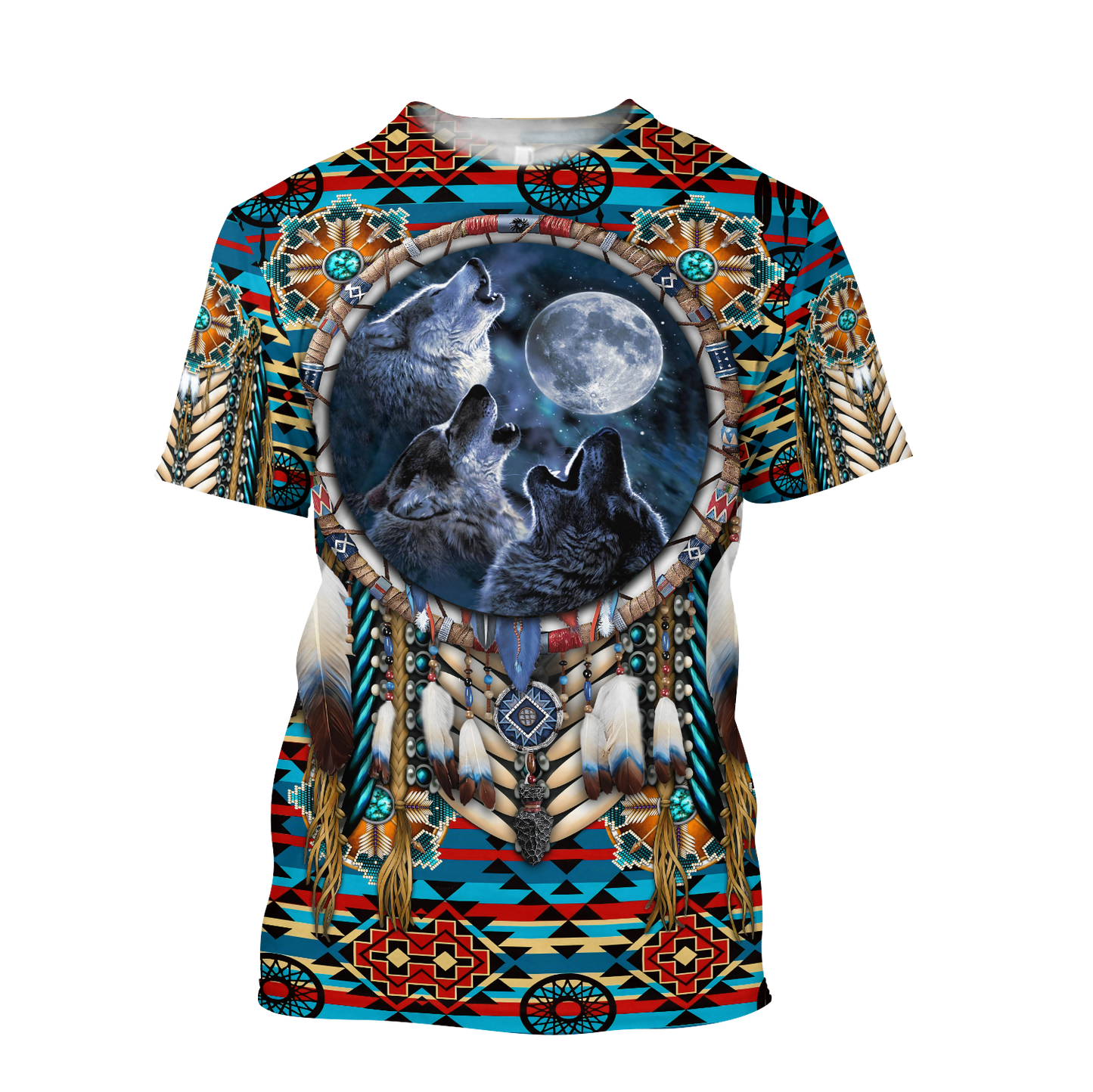 Premium All Over Print Native American Wolves Shirts MEI