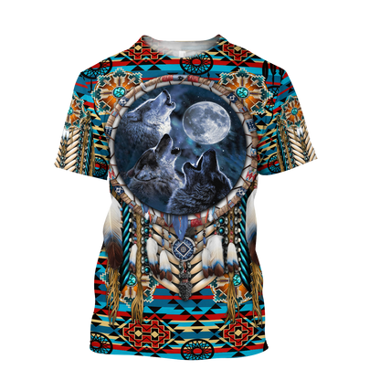 Premium All Over Print Native American Wolves Shirts MEI