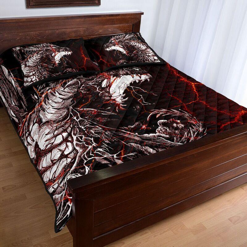 Lava Black Dragon Art Quilt Bedding Set KT