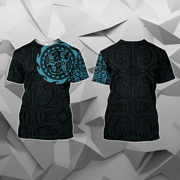 Maori Tangaroa Tattoo New Zealand All Over Hoodie - Blue NVD - Amaze Style™-Apparel
