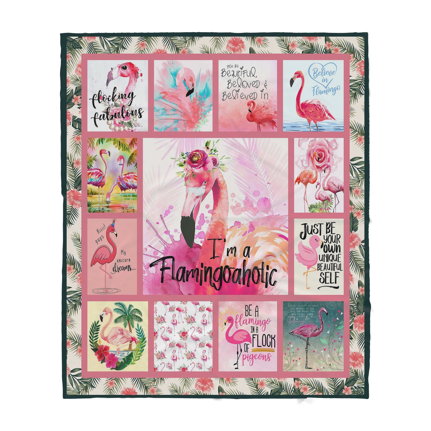 Custom Blanket Flamingoaholic Sherpa Blanket MEI