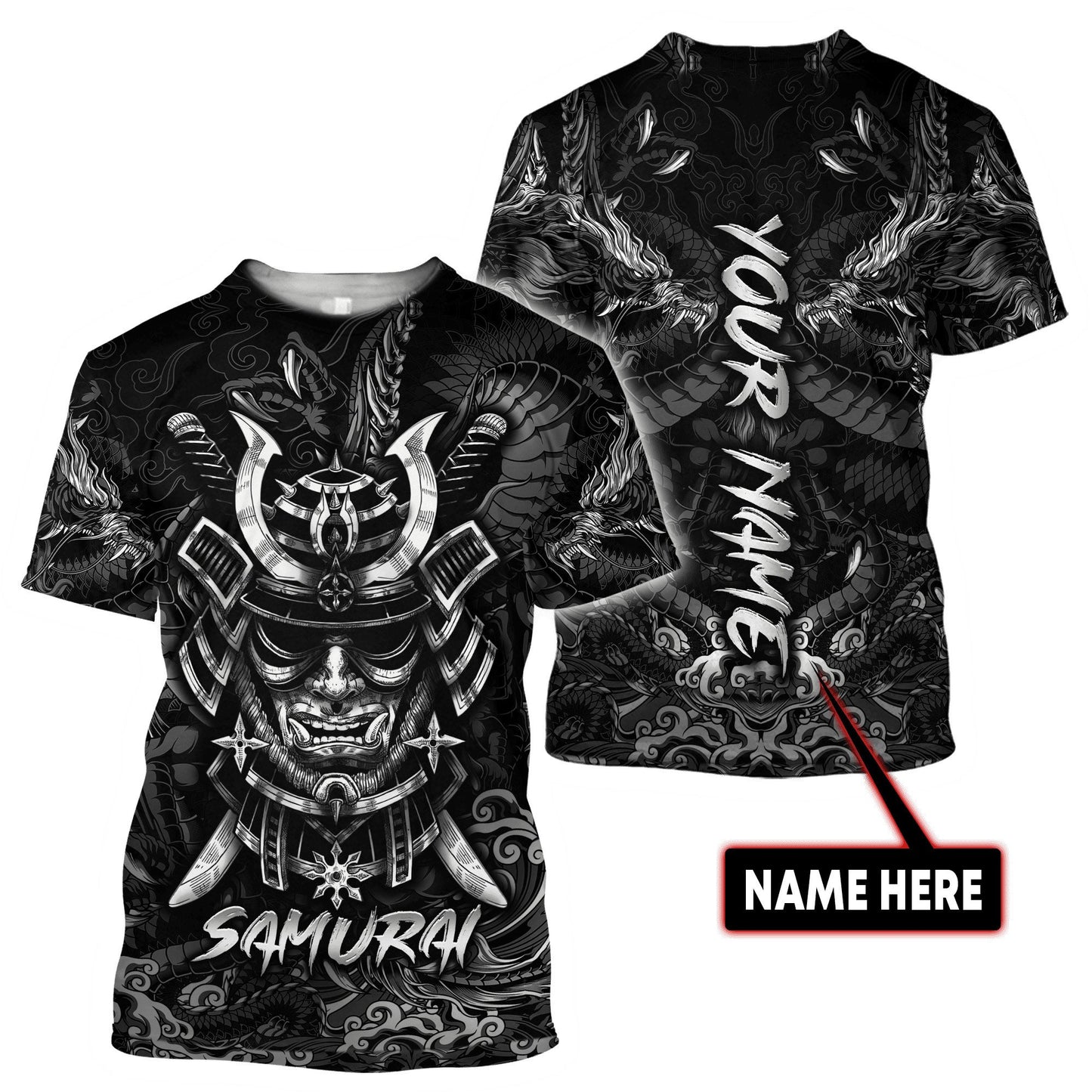 Custom Name Samurai Mask 3D All Over Printed Unisex Shirts
