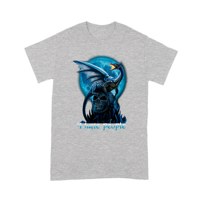 Blue Dragon Skull T-shirt I Hate People MEI