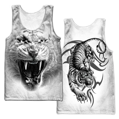 White Tiger Tatoo 3D Over Printed Hoodie for Men and Women