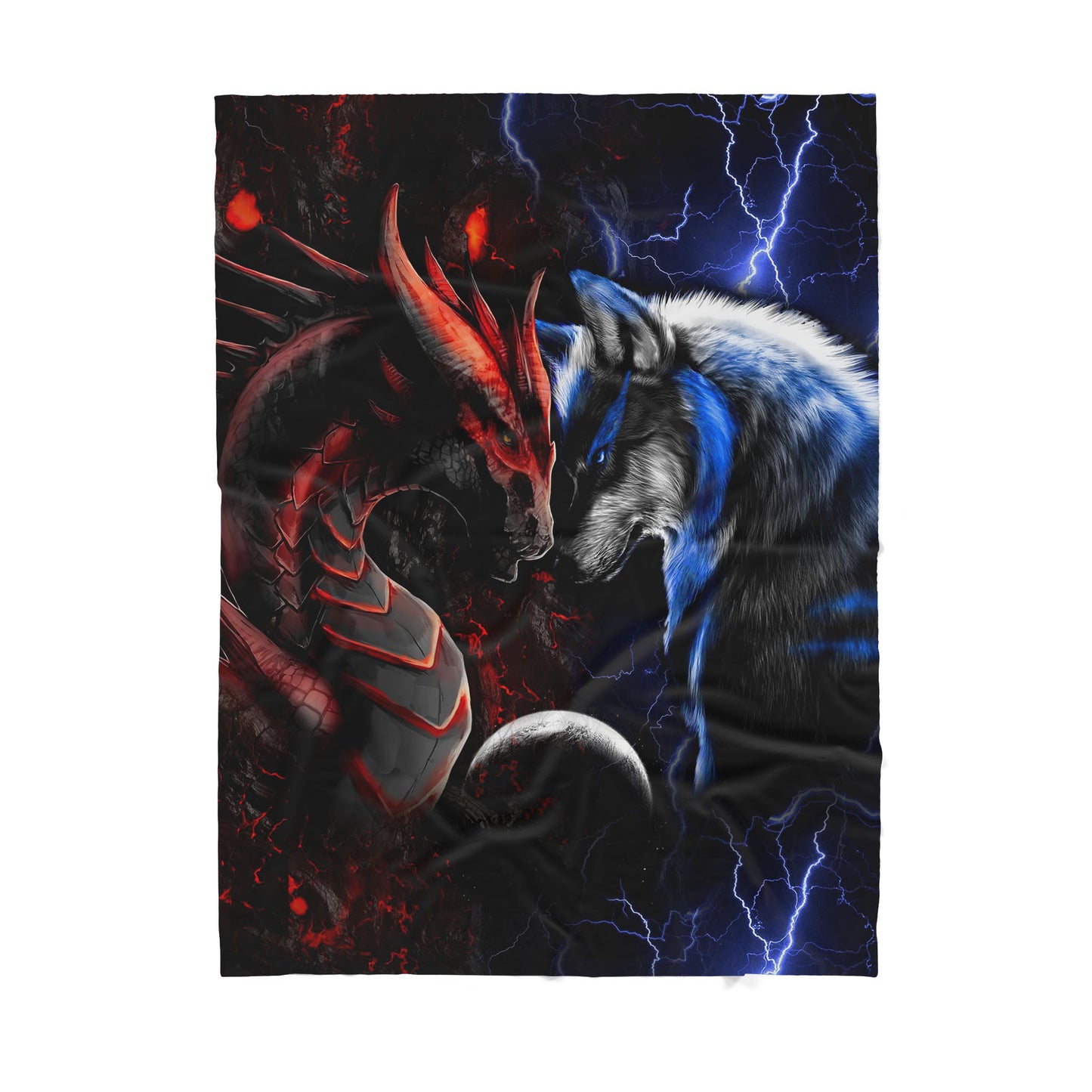 Custom Blanket Dragon and Wolf - Gift For My Family - Sherpa Blanket HG