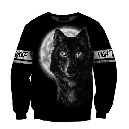 Wolf in Moon 3D All Over Printed Shirt for Men and Women