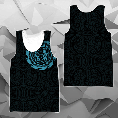 Maori Tangaroa Tattoo New Zealand All Over Hoodie - Blue HC - Amaze Style™-Apparel