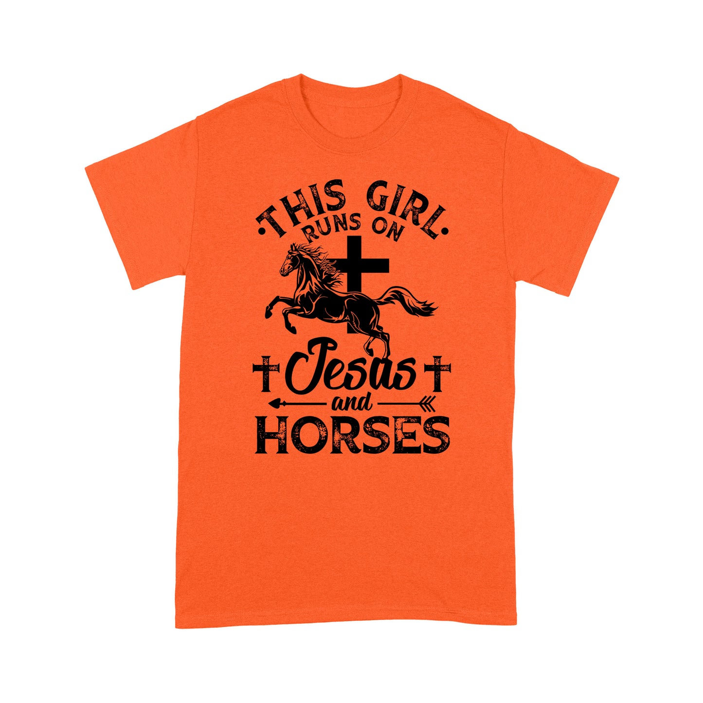 Horse T-shirt This Girl Runs On Jesus And Horses MEI