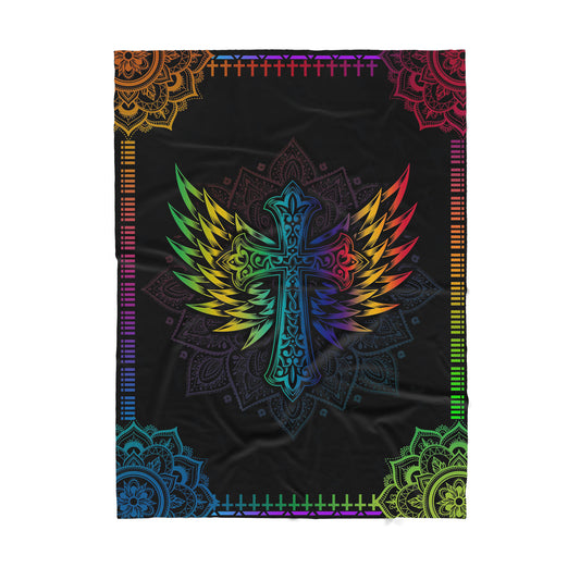 Premium Christian Jesus Catholic Cross Wings Blanket - Best gift for Christian - sherpa blanket TT