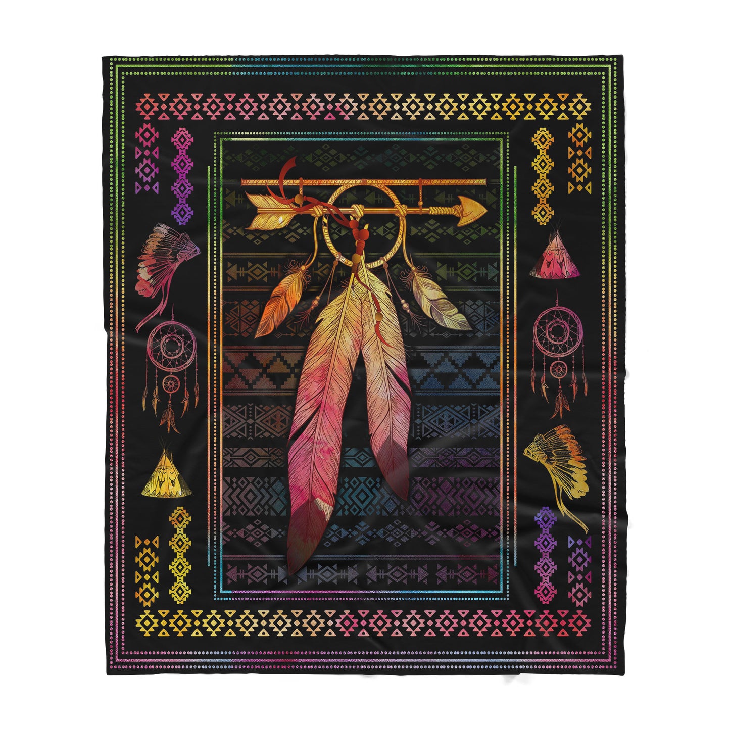 Custom Sherpa Blanket Native American Feather Dreamcatcher Best Gift For Christmas MEI