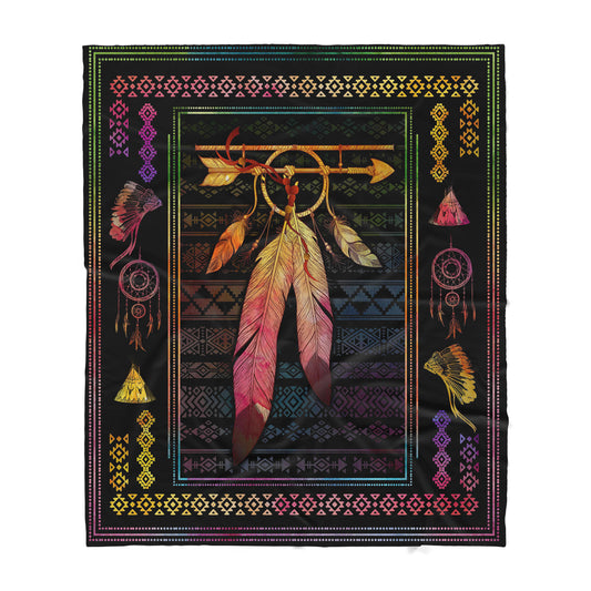 Custom Sherpa Blanket Native American Feather Dreamcatcher Best Gift For Christmas MEI