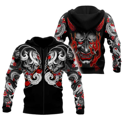 Japan Mask Tattoo 3D All Over Printed Unisex Shirt