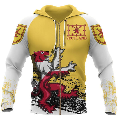 Rampant Lion of The Royal Arms of Scotland Hoodie Yellow NNK 1501 - Amaze Style™-Apparel