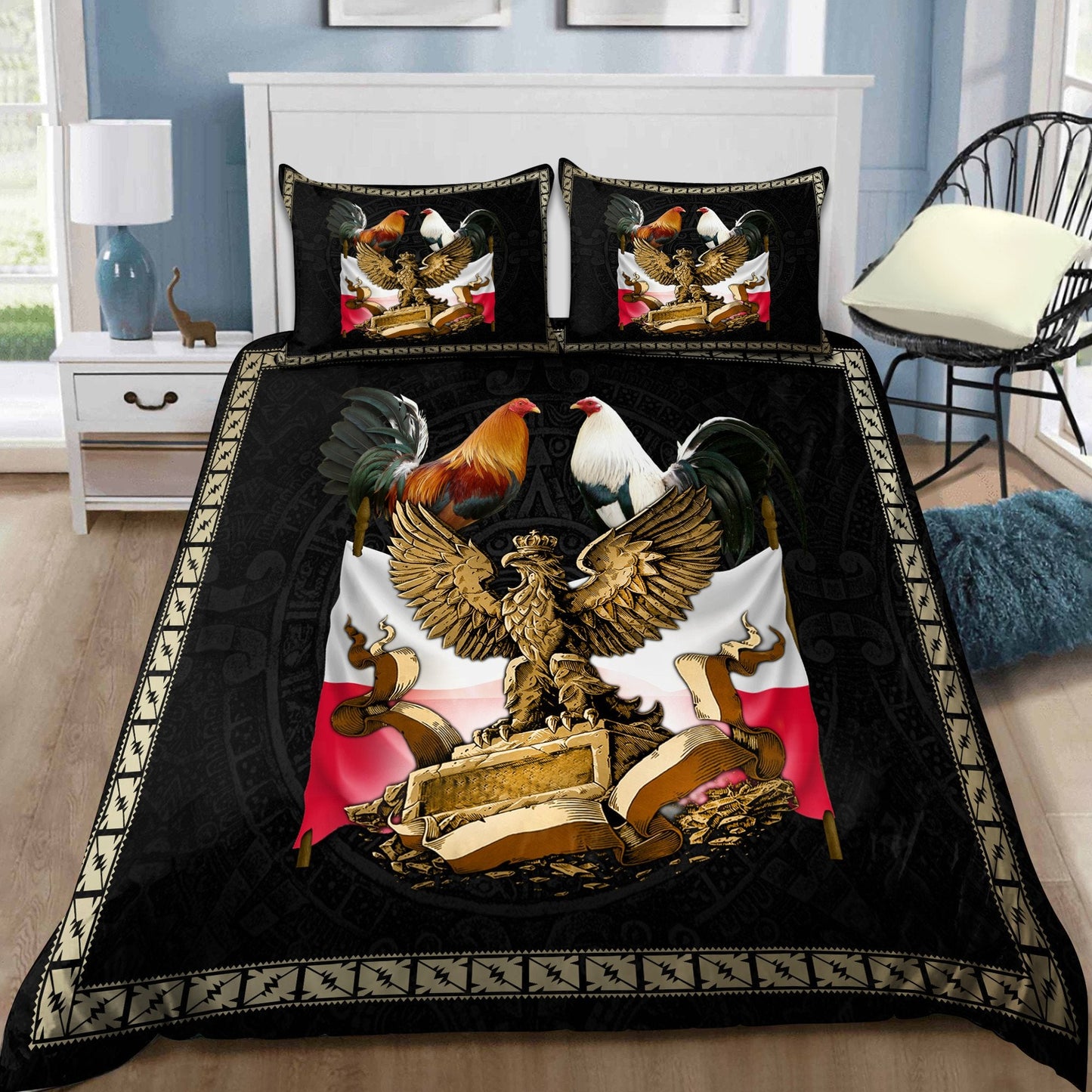 Premium Polska Rooster 3D all over printed Bedding Set