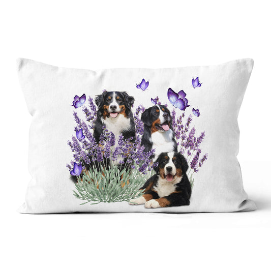 Home Decor Canvas Throw Pillow Purple Pillow Bernese Mountain Dog Best Gift Family