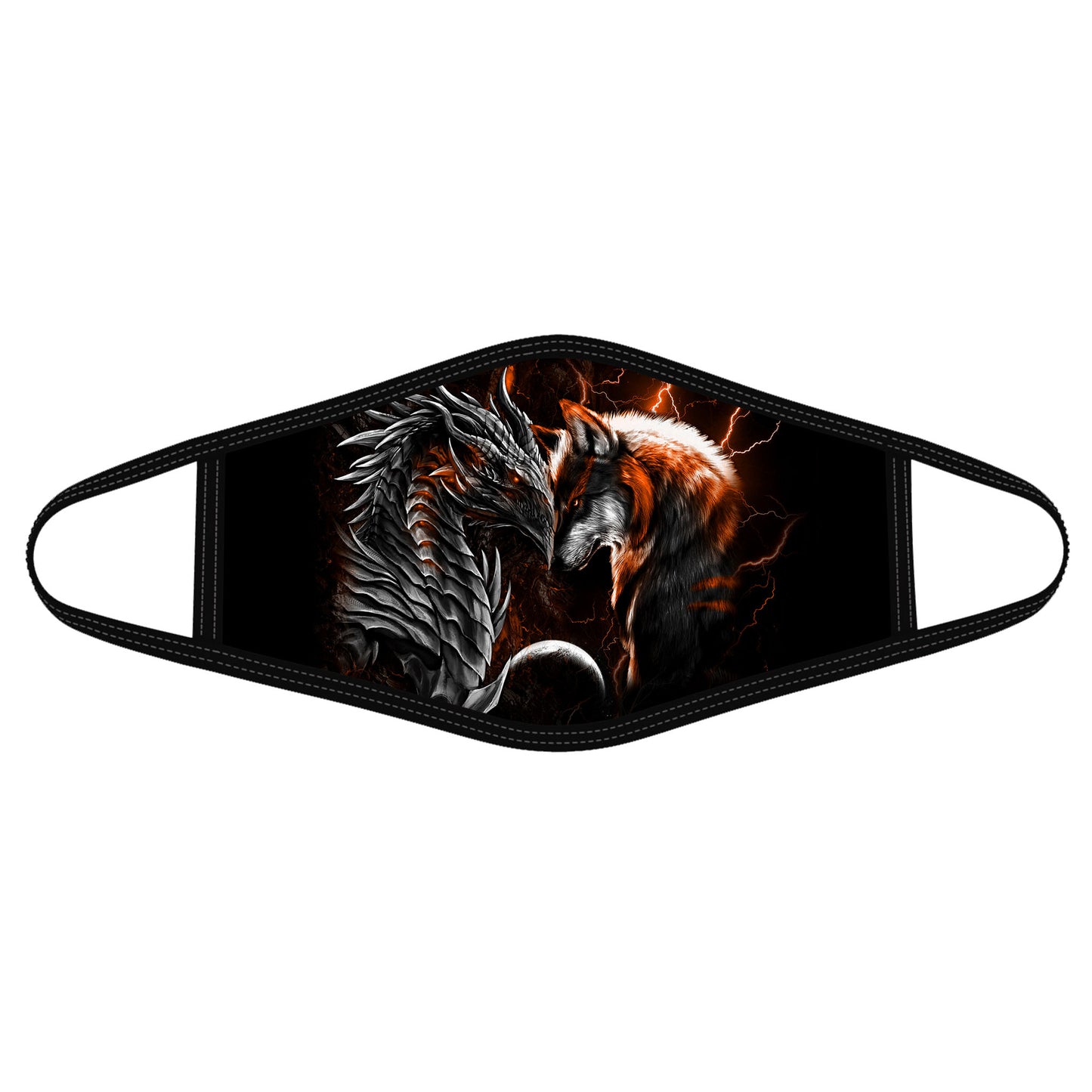 Dragon Mask Orange Dragon And Wolf Polyblend Face Mask HG