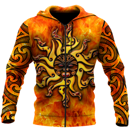 Maori tamanuitera the sun 3d all over printed shirt and short for man and women