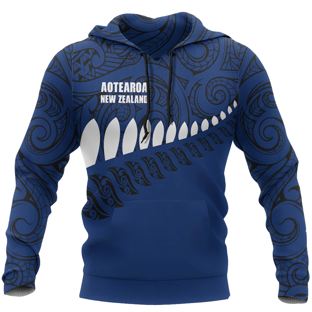 New Zealand Aotearoa Pullover Hoodie Blue HC - Amaze Style™-Apparel