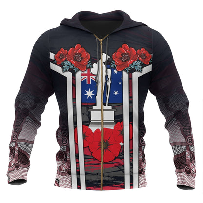 Australia Zip-up Hoodies - Anzac Day Hoodies - Poppy Flowerss Dot Painting - Unisex - ver2 NNKANZ3 - Amaze Style™-Apparel