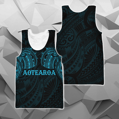 Aotearoa Maori Tattoo All Over Hoodie Blue NVD - Amaze Style™-Apparel