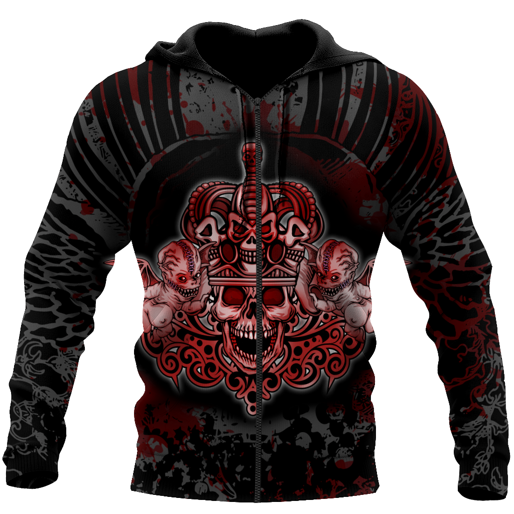 Gothic coat of arms with skull and angels 3D all over printed for men and women HHT14082003