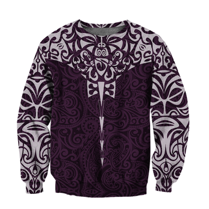 New zealand hoodie manta maori ta moko purple 3d all over printed shirt and short for man and women