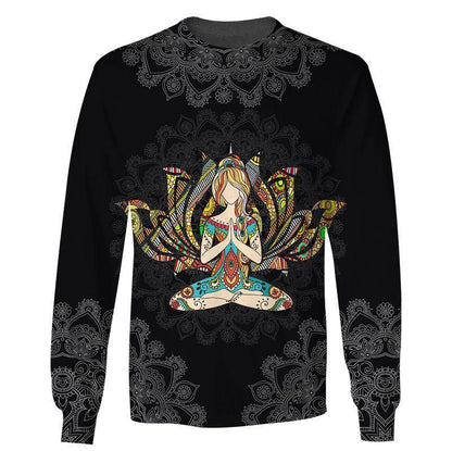 Hippie Yoga Girl With Mandala Symbol 3D All Over Printed Unisex Shirts