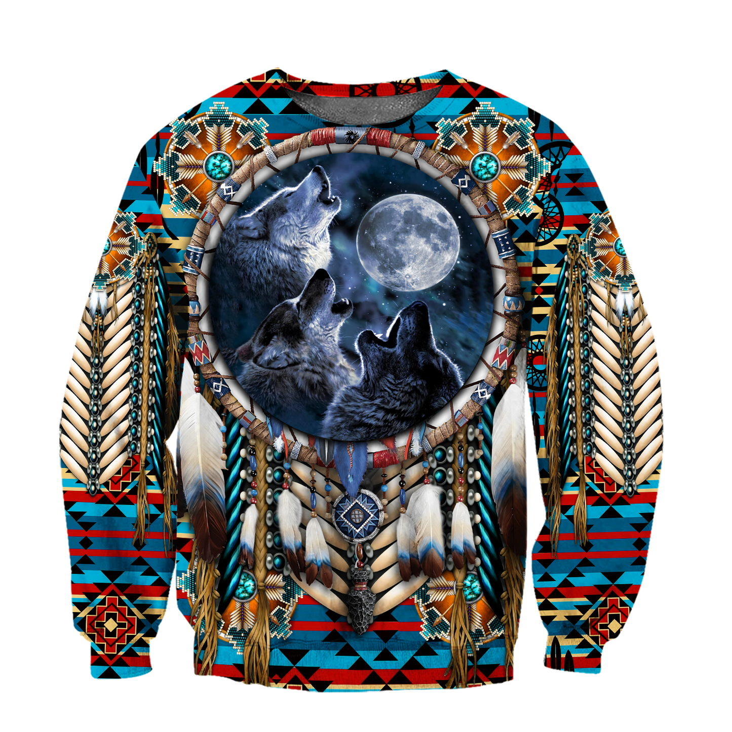 Premium All Over Print Native American Wolves Shirts MEI