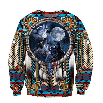 Premium All Over Print Native American Wolves Shirts MEI