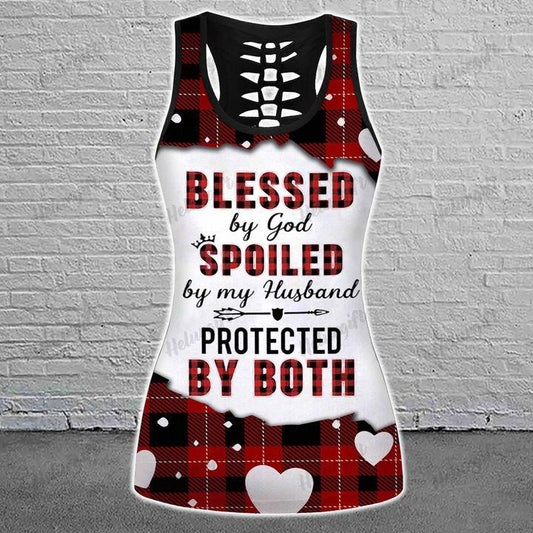 Blessed By God Spoiled By My Husband Red Buffalo Combo Legging Camisole Tank 14062105.CTA