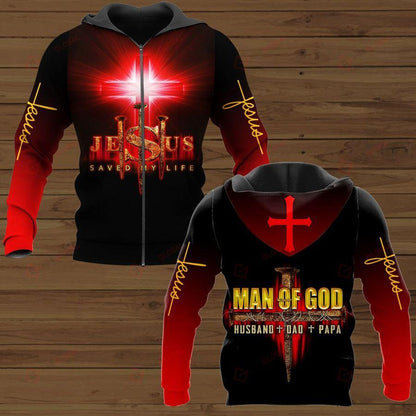 Jesus Saved My Life Man Of God Husband Dad Papa All Over Printed Shirts