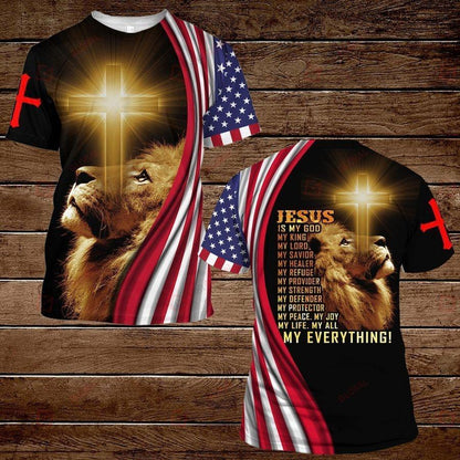 Jesus Is My Everything American Flag 3D All Over Printed Shirts For Men and Women TA07272001S1