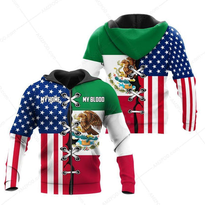 Mexico-US My Home My Blood 3D All Over Printed Shirts For Men and Women TA062201