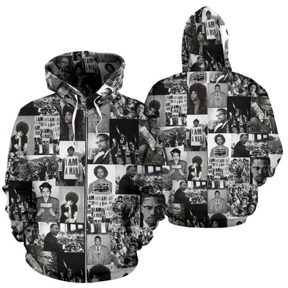 African Zip-Up Hoodie - Civil Rights Leaders Black Power Images - Amaze Style™-ALL OVER PRINT ZIP HOODIES