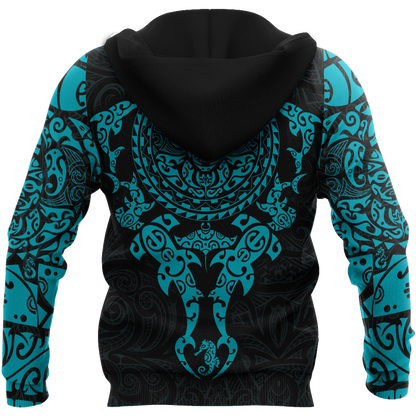 Maori tangaroa blue tattoo 3d all over printed shirt and short for man and women  HHT20072001
