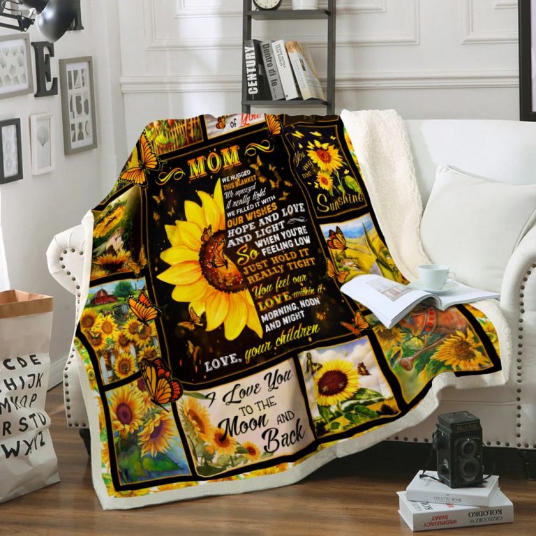 Mom Sunflower Custom Blanket - Best Gift for Mom - Sherpa Blanket DL