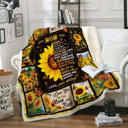 Mom Sunflower Custom Blanket - Best Gift for Mom - Sherpa Blanket DL