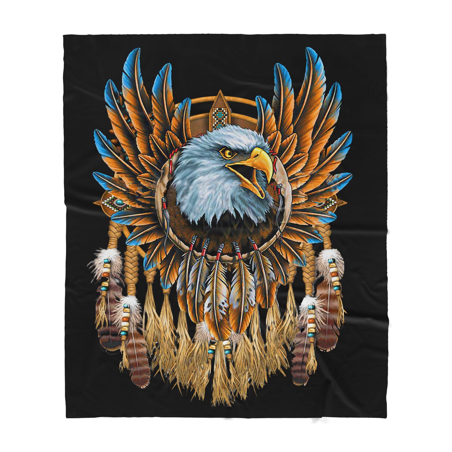 Native American Pattern Eagle Sherpa Blanket