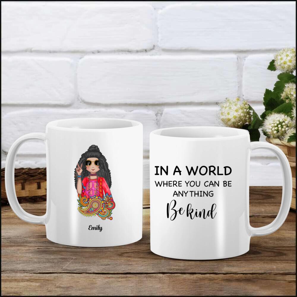 Personalize Coffee Mug - Be Kind Hippie Mug XT
