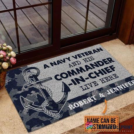 Personalized  Soldier Thin Green Line Veteran Day Gift Idea Navy Veteran Camo Couple Doormat